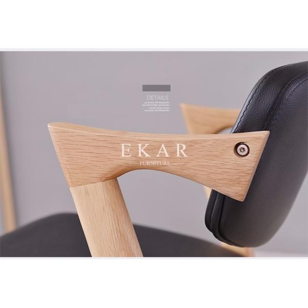 For Home Hotel Furniture Black Leather Wooden Wood Chair Restaurant Dining