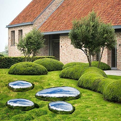 Modern Garden Mirror polishing Stone Stainless Steel Elliptical Sculpture 100CM