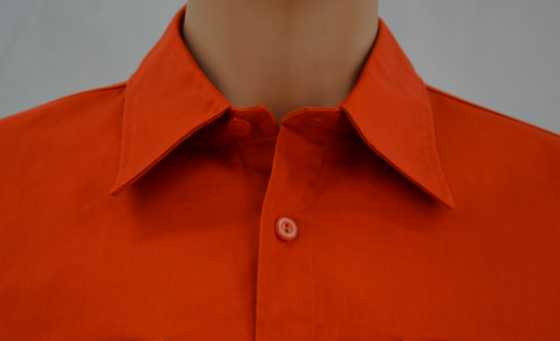 Men's 65%Polyester 35%Cotton Twill Orange Work Shirt Long Sleeve