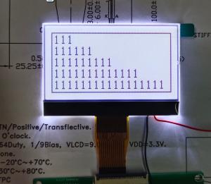 1Display mono LCD de 64 polegadas, FSTN/POSITIVO/transflectivo, 1/64Duty, 1