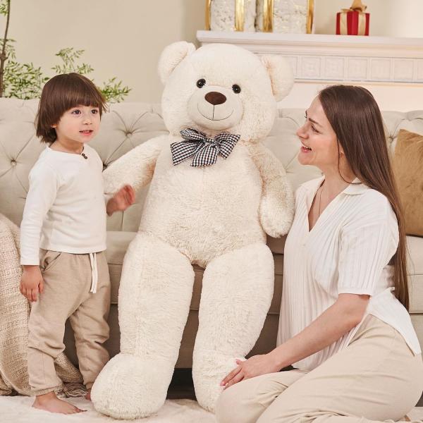 Misscindy Géant Teddy Bear Plush animaux fourrés pour la petite amie ou les enfants 47 pouces, (Blanc)