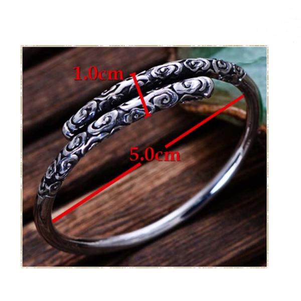 Adjustable Retro Vintage Sterling Silver Cuff Bracelet Engraved Clouds(054565)