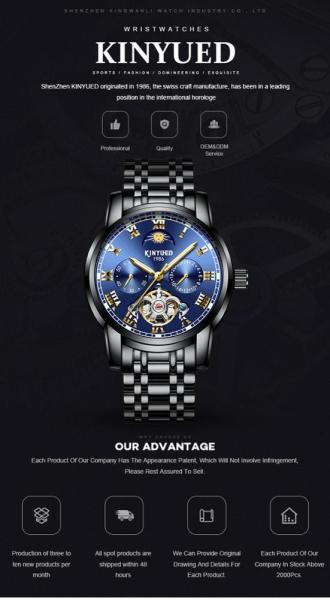 KINYUED watch own brand mens watches in wristwatches manufacturer tourbillon mechanical wristwatch