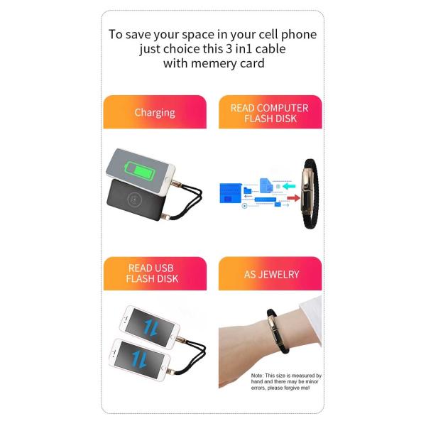20cm 25cm USB2.0 Bracelet Usb Charging Cable OTG USB Flash Drive