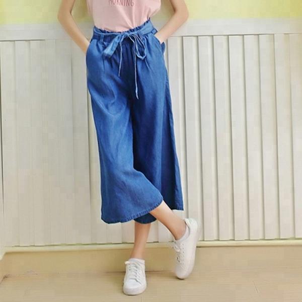 100% Lyocell new designs photos wide leg ladies pants women bell-bottom jeans