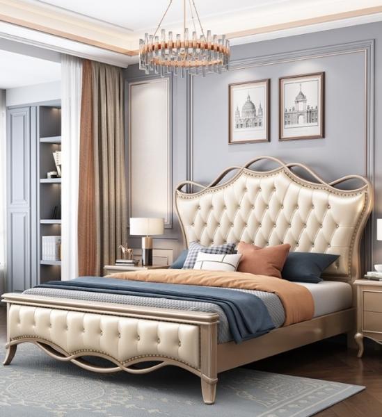 Custom Wooden Double Bed Frame Queen Size With Headboard And Drawer