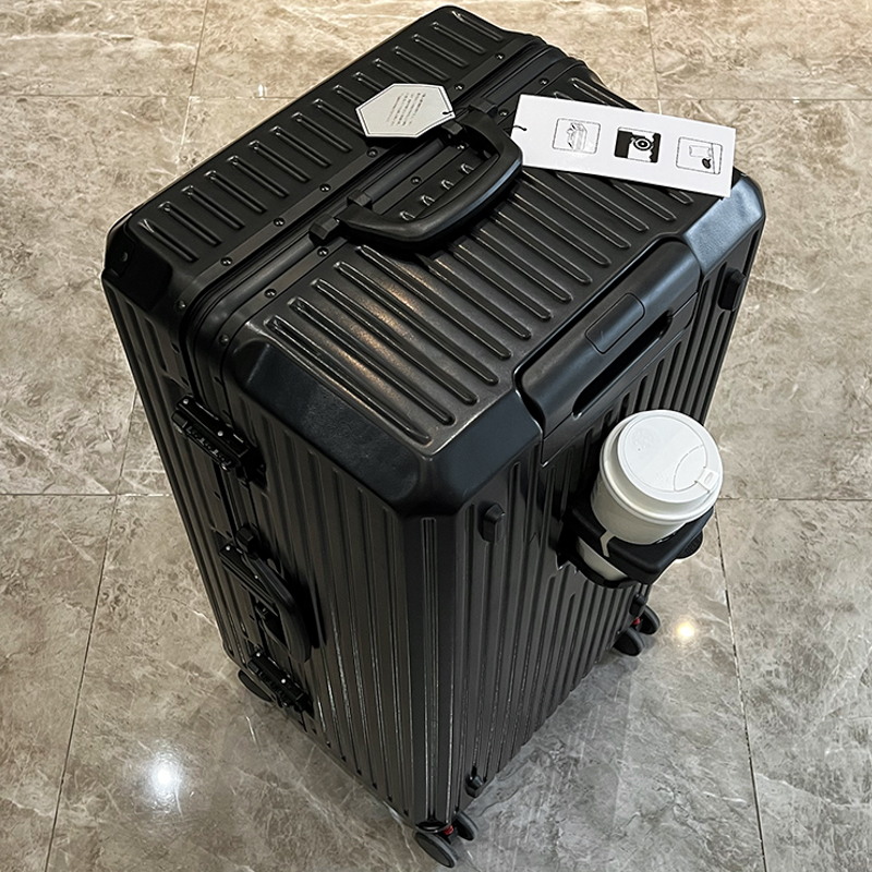 Unisex Travel Luggage Carry-On Suitcase Aluminum Frame TSA Lock PC Material Spinner Caster Cup Holder Anti-Collision Corners