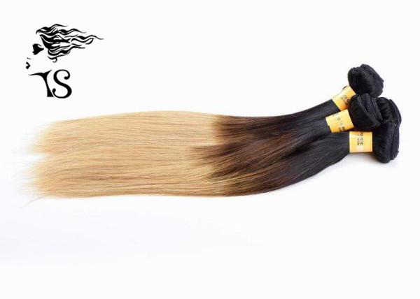 8A Silky Straight Long Ombre Human Hair Extensions with Black Brown Blonde 3 Color