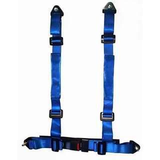 Durable Blue Nylon Racing Safety Belts With Retractor , Four Point Seat Belt