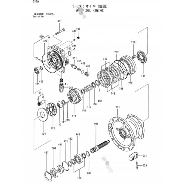 Assy мотора качания ZX850-3 M2X210, гидравлический мотор ряда 4637117
