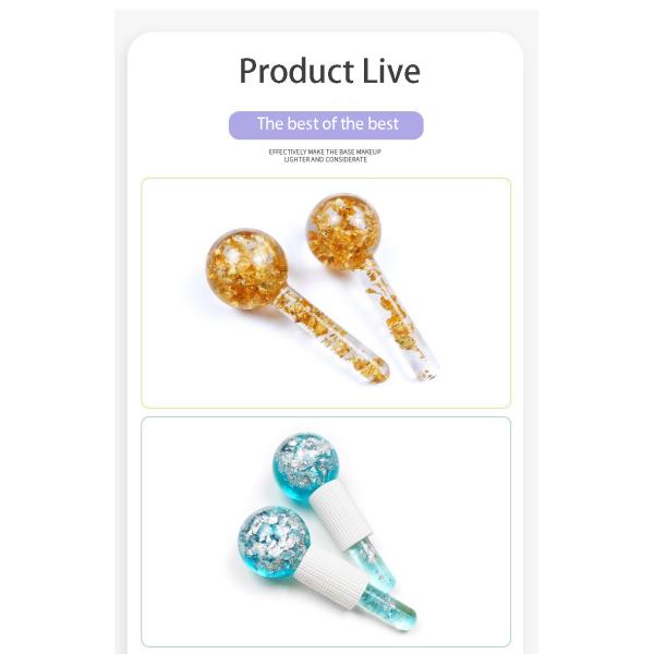 Borosilicate Glass 24K Gold Foil Ice Globes for Facial Massager to Reduce Puffiness Inflammation and Bags Under Eyes