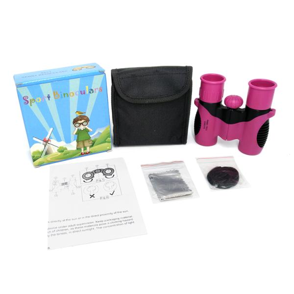 Shockproof Bird Watching 8x21 Kids Binoculars Plastic Pink Binoculars For Star Gazing