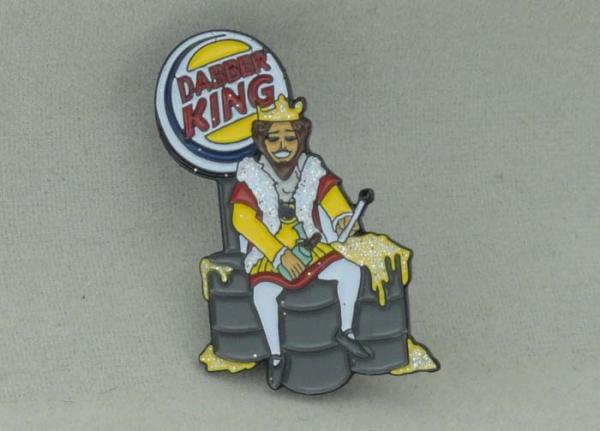 Glitter Burger King  promotional lapel pins By Iron Stamped And Black Nickel Plating