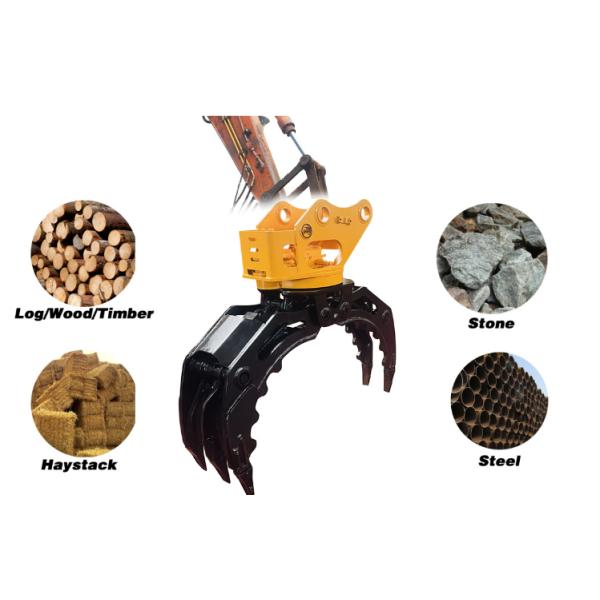 manufacture price 5 ton finger log heavy finger hydraulic grapple saw slasher attachment rotating