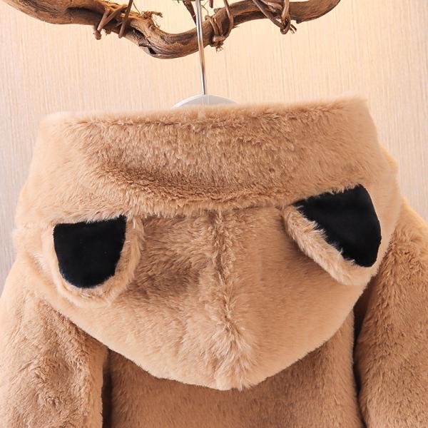Rabbit Plush Childrens Winter Jackets 110cm Padded Waterproof Coat Upset Horn Buckle