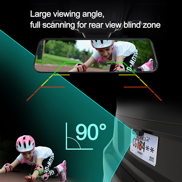 FHSS Mirror Rearview Digital Dash Cam 1080P HD Reverse Camera