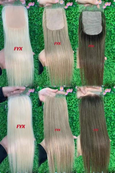 Ready Ship European Remy Hair 12A Grade Mesh Integration System Colored Lace Closure Micro-Link Sizes 3x5 3x6 5x5 6x6
