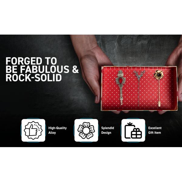 Men's Metalic Gold Flower Lapel Pin/Shirt Stud Brooch Golden, Gentleman's Essentials Premium Handmade Flower Lapel Pin