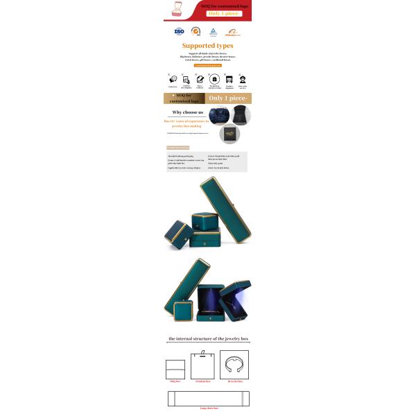 Bracelet Collier Boucle d'oreille Boîte à bijoux avec organisateur de luxe léger Peacock bleu