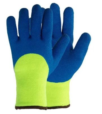 Cold Proof Latex Coated Hand Gloves HI VIS Green Construction Work Gloves Latex
