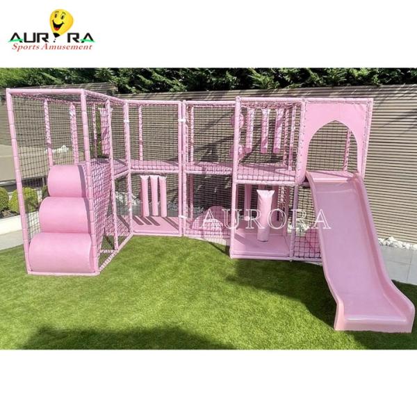 Slides Trampolins Parque Soft Play Floresta Crianças Outdoor Rosa Pastel Para Venda