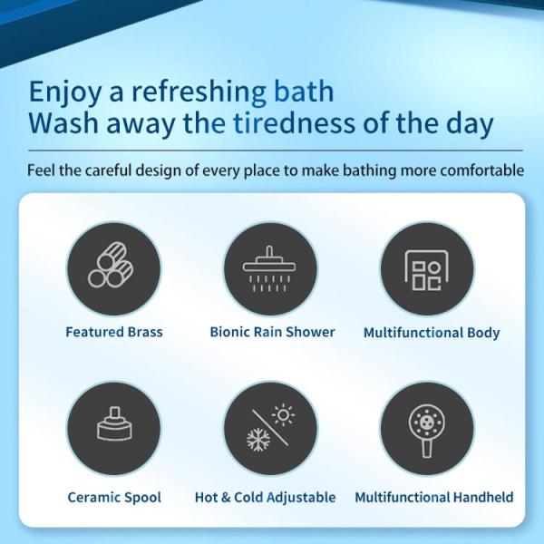 Shower Set Black Wall Mounted Stainless Steel Rain Shower Set Mixer Faucet