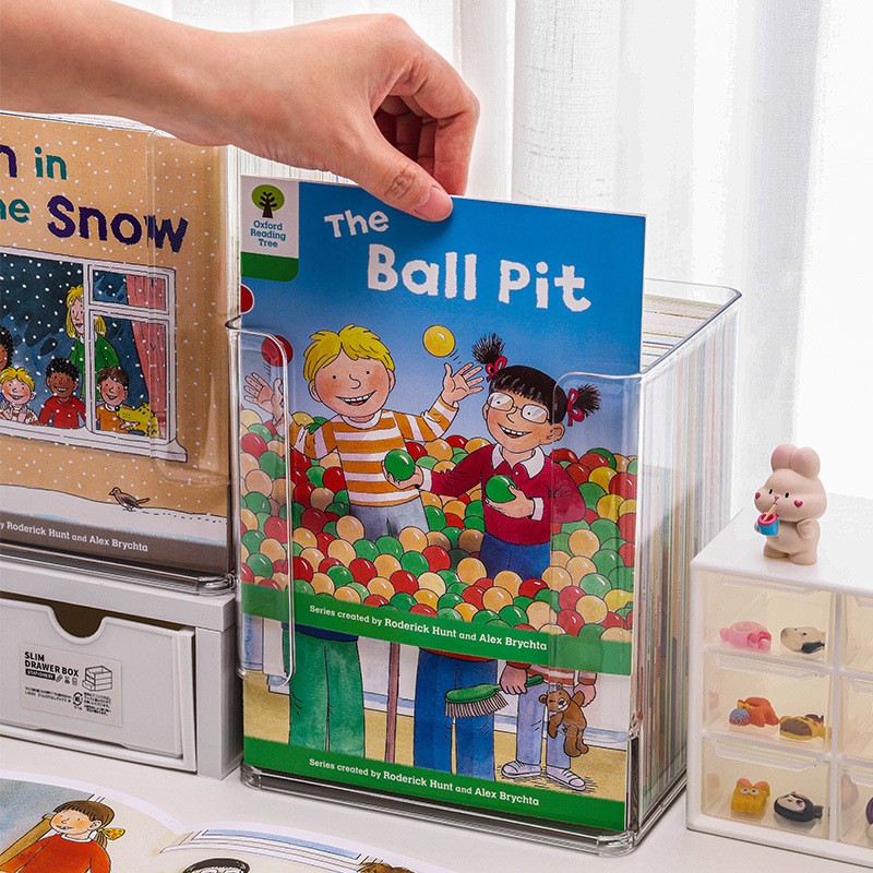 Clear Plastic Book Display Stand for Nursery Playroom and Classroom Reading Corner Organization