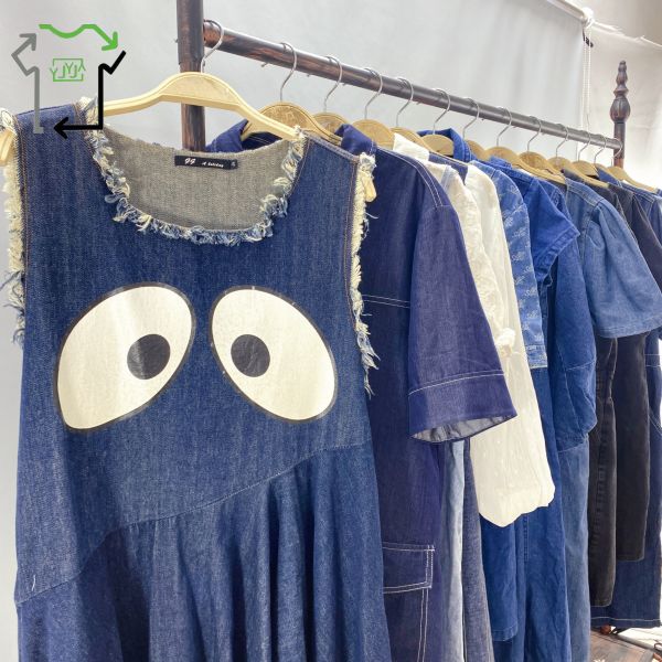 Women's Second Hand Denim Dress Fashion Mixed Style Mixed Colors Used Clothes