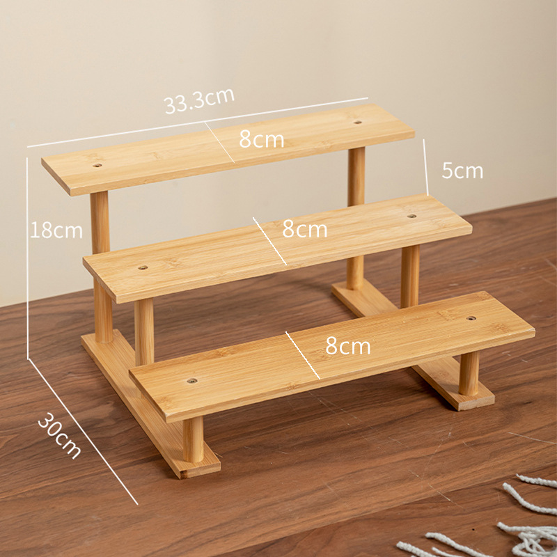 Succulent Shelf Indoor Flower Stand Simple Multi-Layer Bamboo Hydroponic Storage Rack Trapezoidal Display Balcony Indoor Use