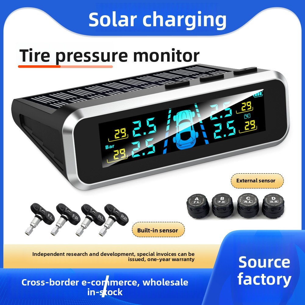 Universal Solar Powered TPMS with GPS Speed Display and Real-Time Tire Pressure & Temperature Alarm 315MHz External Sensor