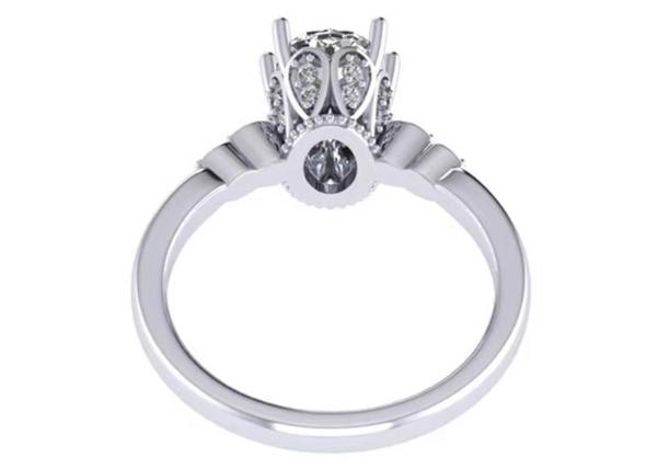 Oval Cut 18k White Gold Engagement Ring 8.0×6.0mm Dimension ODM
