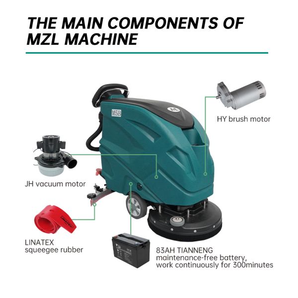Mechancial Battery Powered Walk Behind Floor Scrubber Cleaning Machine Buffer 50L