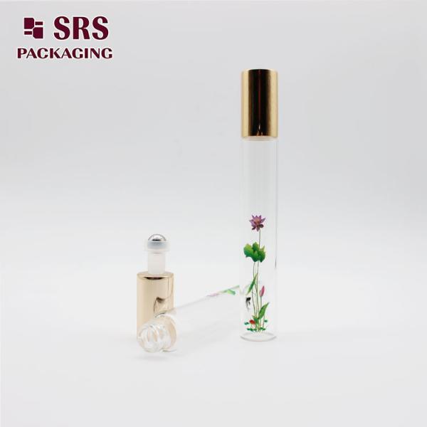 SRS cosmetic clear color roll on 10ml perfume oil glass bottle