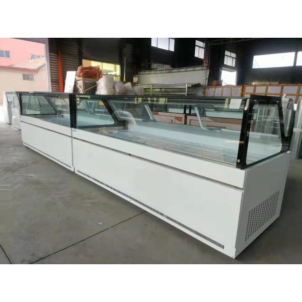 Trapezoidal Duck Neck Cabinet White Glass Display Cabinet Meat Cabinet