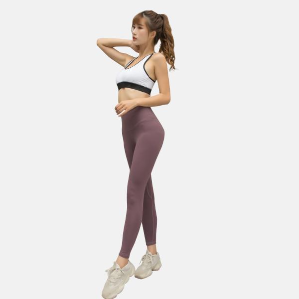 200g Nylon Spandex High Waist Yoga Pants with Pockets S M L
