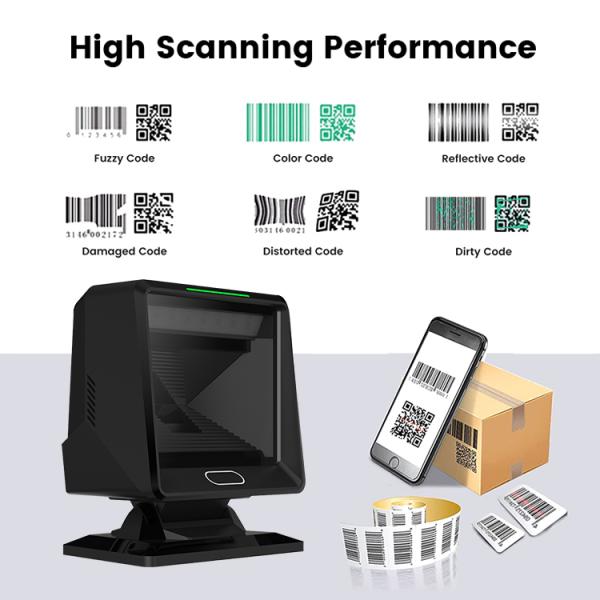High Performance 2D QR Code Reader Automatic Scanning Platform CMOS USB Wired Desktop Barcode Scanner
