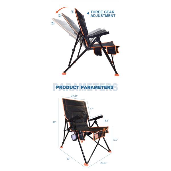 Heated Outdoor Folding Camping Chair Black Steel Pipe 23''x33''x39''