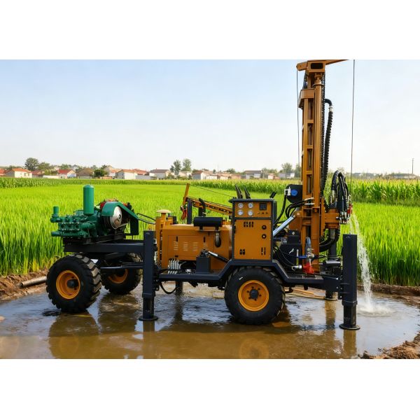 Durable Tire Type Water Well Drilling Rig With High Safety