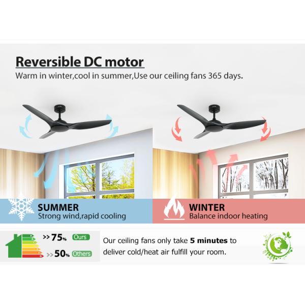 Design simples 6 velocidade controle remoto Ventilador de teto preto sem luz 1stshine OEM