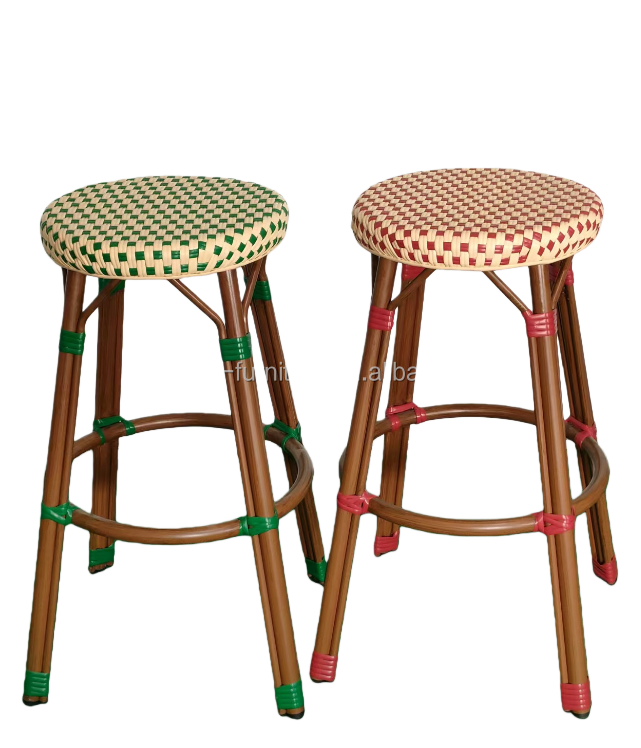 Elegant Vintage Rattan Bar Stools for Kitchen Lsland French Country Cane Back Counter Stools
