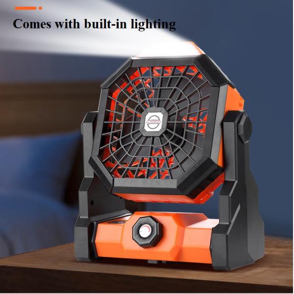 Portable 6-inch Wind Rechargeable Outdoor Tent Camping Fan With Lighting and Durable