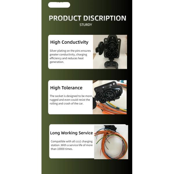 150A 200A 250A 300A CCS1 AC & DC Combo EV Charging Socket CCS1 Combo1 Electric Vehicles Fast Charging connector Inlet