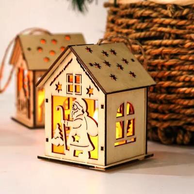 Christmas Cottage LED Holiday Light Figurines Wooden Lighted Indoor Decoration Xmas Decorations Party Decor Gift