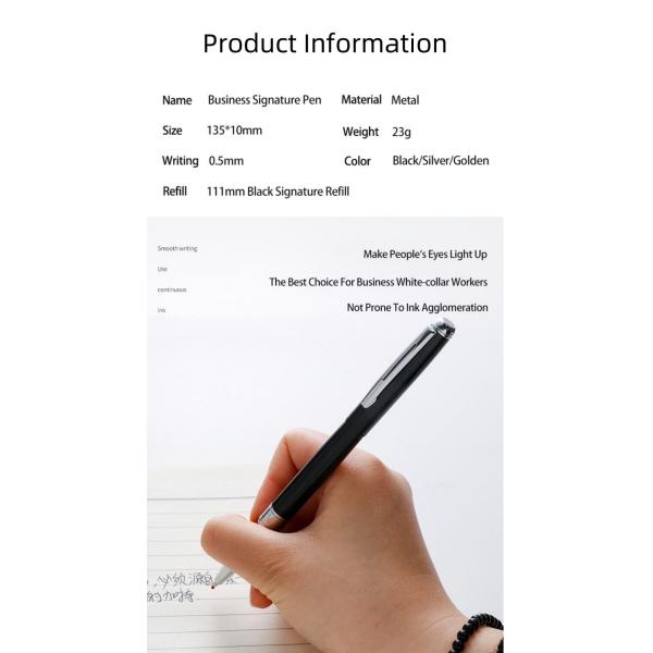 0.5mm Promotion du bureau Crayon d'encre en gel créatif Crayon de signature en métal