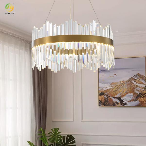 Minimaliste post-moderne de salon de Crystal Modern Ring Light For en verre de fer de LED