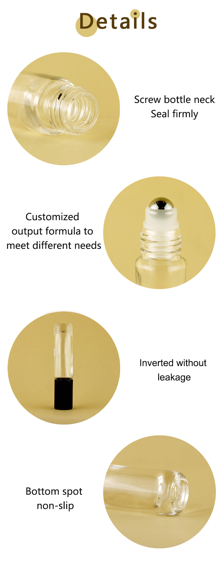 5ml Wholesale Empty Custom Color Glass Roll On Bottle Metal Ball And Plastic Cap For Travel Perfume Oil