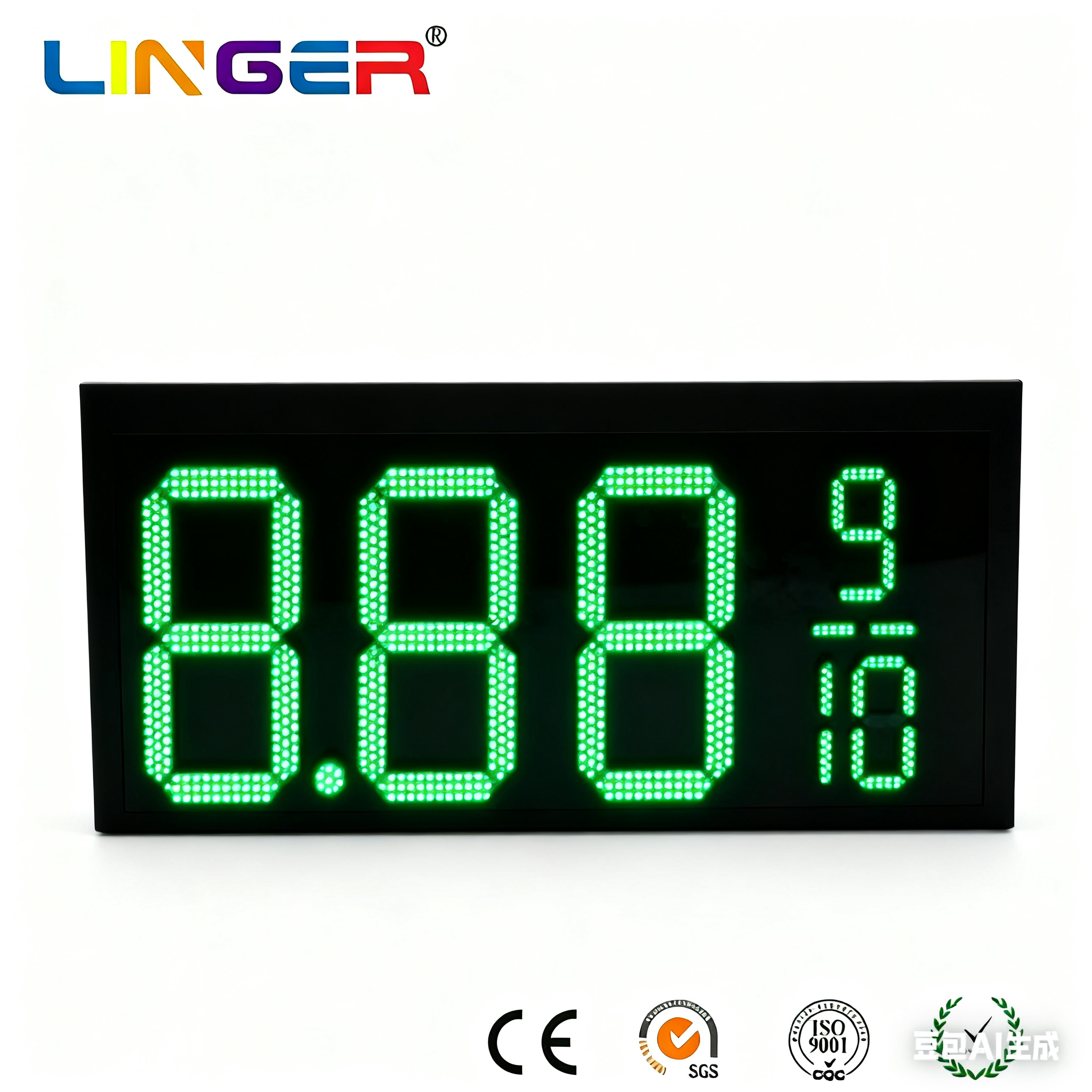 Green LED Fuel Price Signs 16 Inch Gas LED Sign Day And Night Visibility With White Backlit