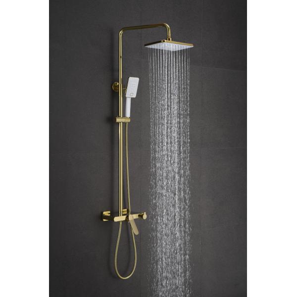 Wall Mounted Square Shower Faucet Set with Single Handle and Round Shower Head Shape