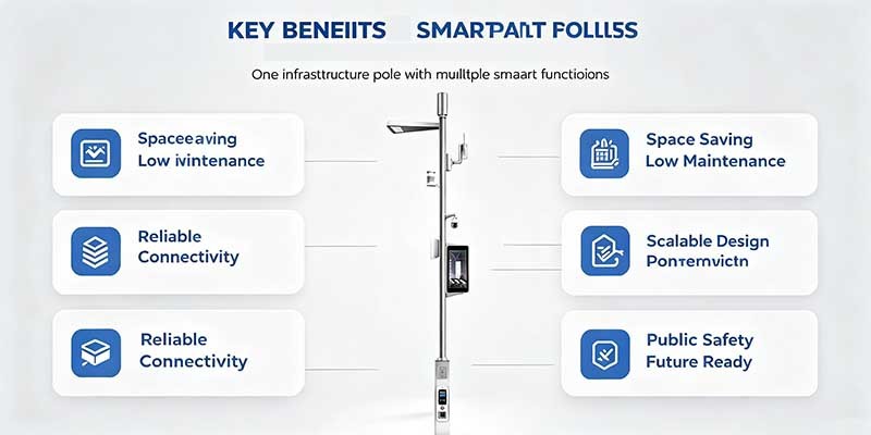 High‑Quality Smart City Smart Pole, Intelligent Street Light Pole with LED Display & Public Broadcasting Speaker