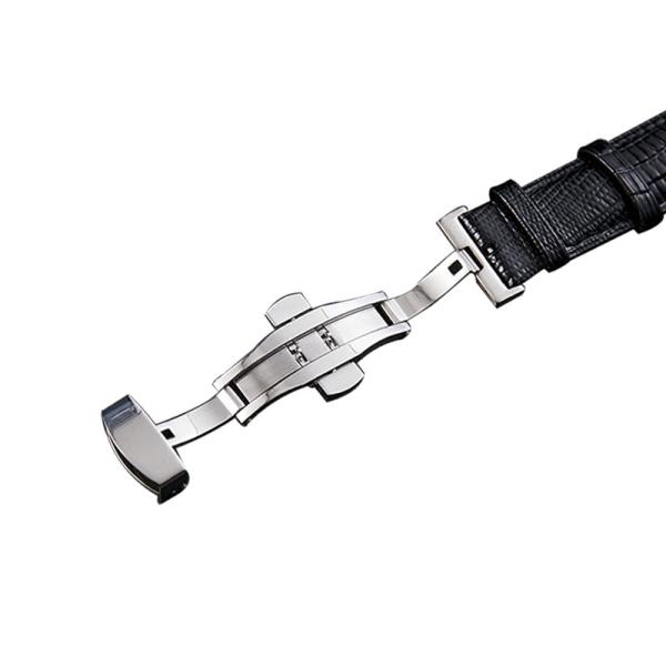 Buckle Watch Band Lizard Pattern Strap Soft Double-button Butterfly Alligator-skin Pattern Leather Metal Buckle Pin Buck